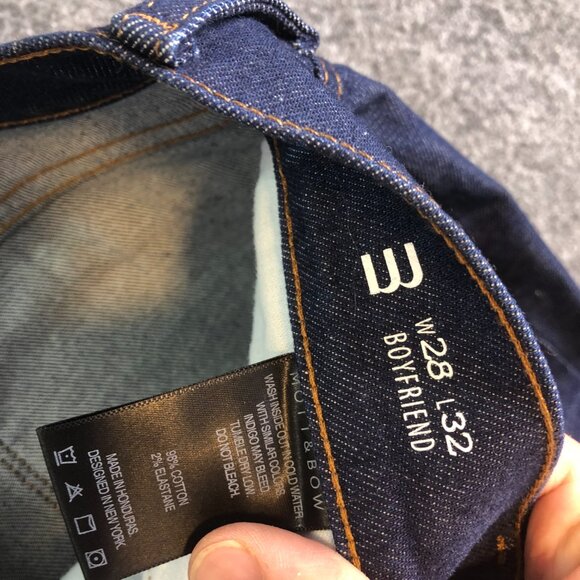 Mott and Bow Boyfriend Jeans Womens 28x32 Blue Denim Dark Wash Stretch Casual - Picture 4 of 11